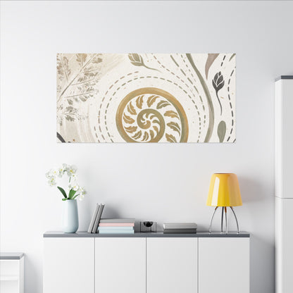 Japandi Fern Unfurling in Golden Hour | Japanese Pattern Canvas Art