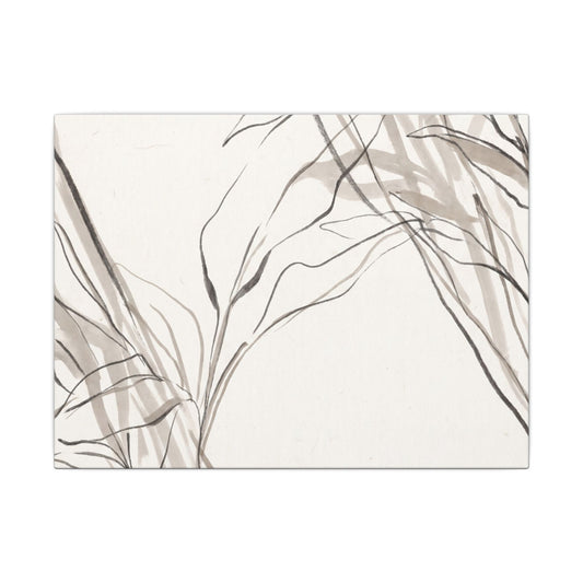 Neutral Shoji Screen Canvas Art - Minimal Line Japandi