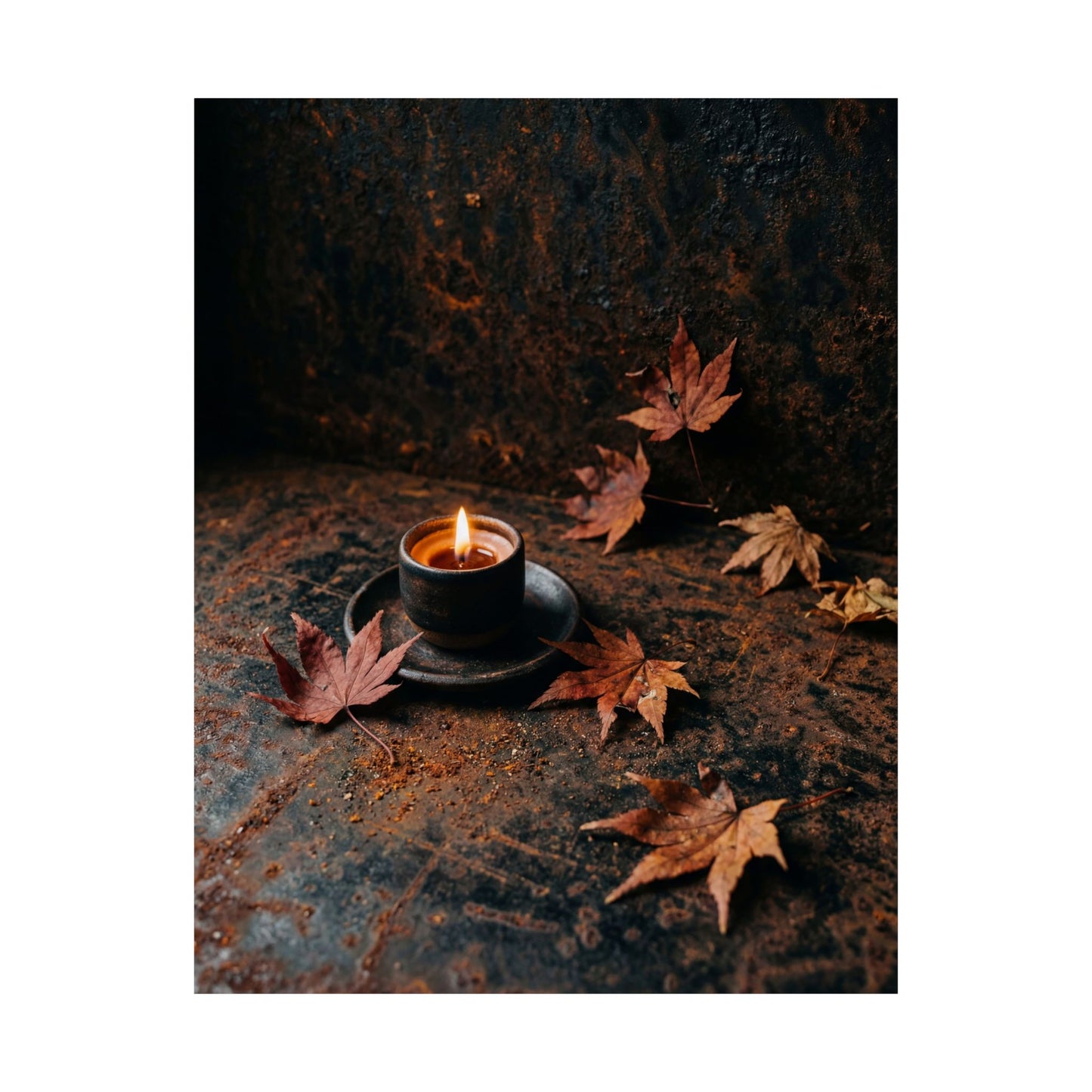 Dark Japandi Rust Patina in Candlelight | Shadow Zen Wall Art Print