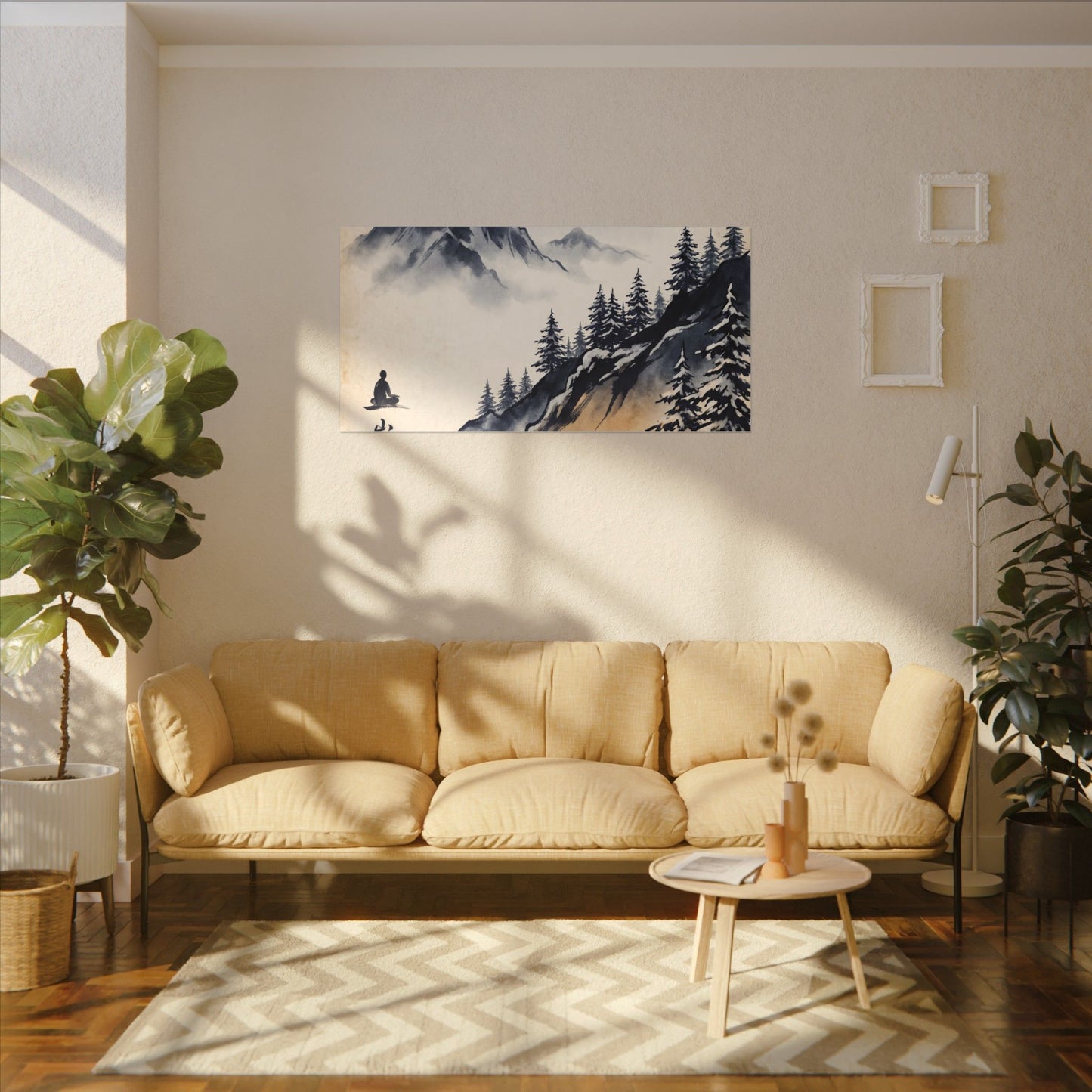 Mountain Mist Canvas Art | Winter Zen Ukiyo E Inspired Art