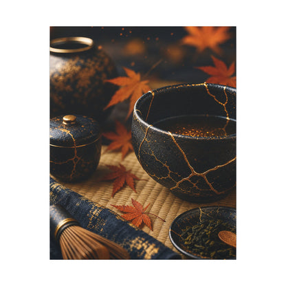 Seijaku Tea Ceremony Canvas Art - Kintsugi Gold Repair