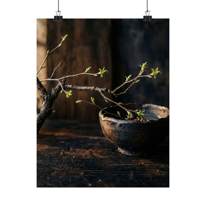 Ceramic Bowl Spring Wall Art Print | Dark Japandi Sophisticated Design Art Print