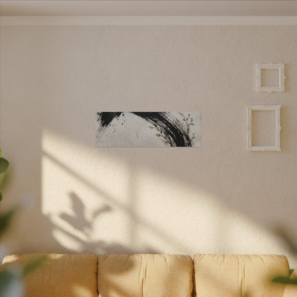 Ink Brushstroke Spring Canvas Art | Dark Japandi Sophisticated Design
