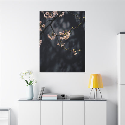 Cherry Blossom Moody Minimal Canvas Art | Bold Dark Japandi Art