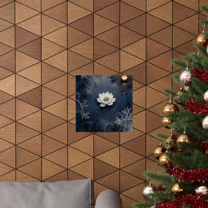 Lotus Flower Wall Art Print | Winter Zen Sumi E Art