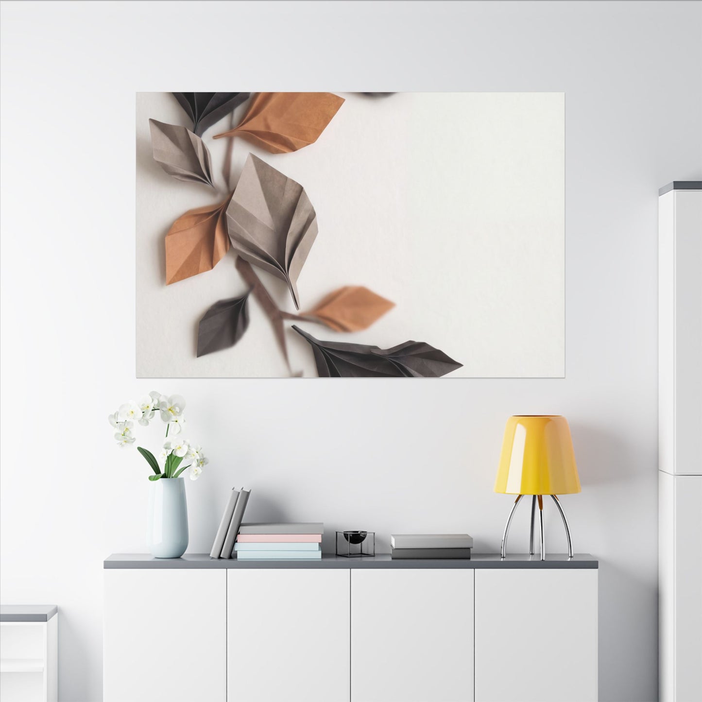Paper Fold Autumn Canvas Art | Japandi Earthy Design