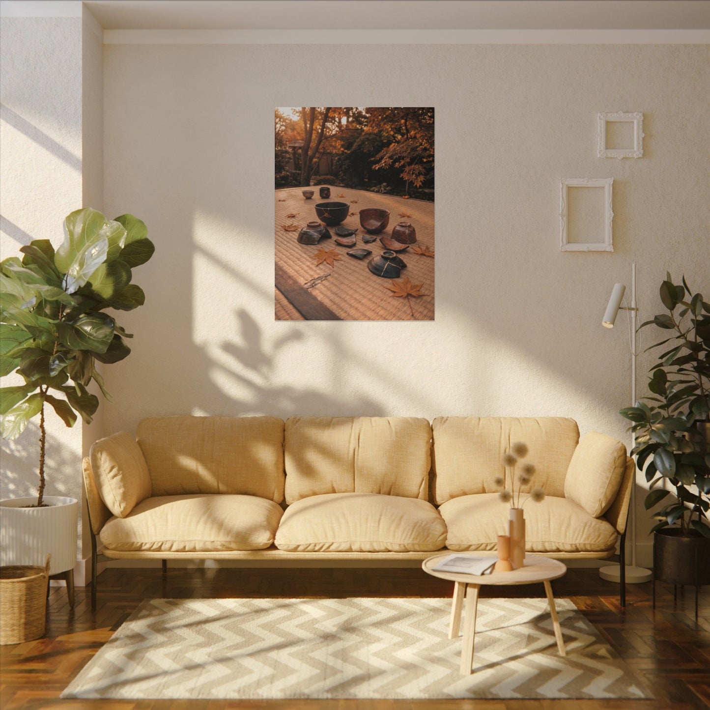 Golden Hour Tea Ceremony Canvas Art - Kintsugi Shibui