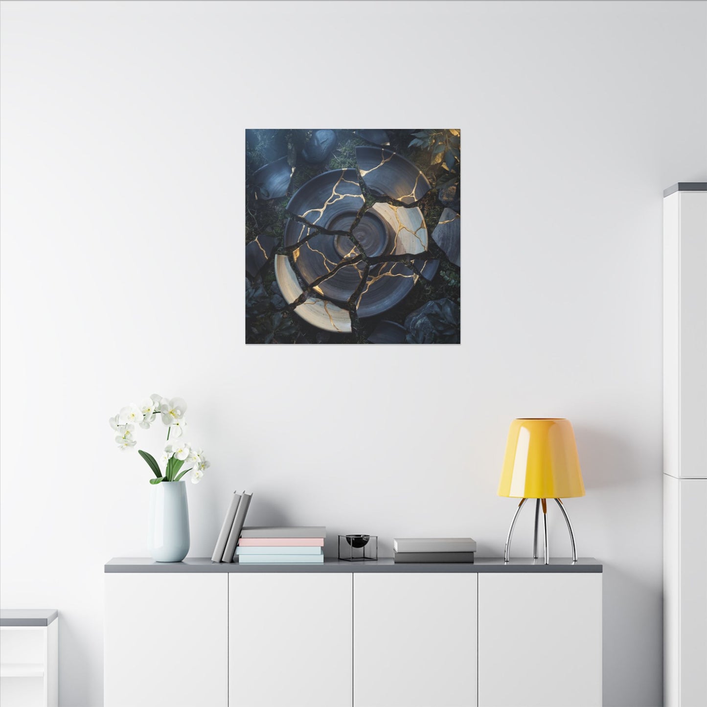 Resilient Broken Pottery Canvas Art - Gold Vein Kintsugi