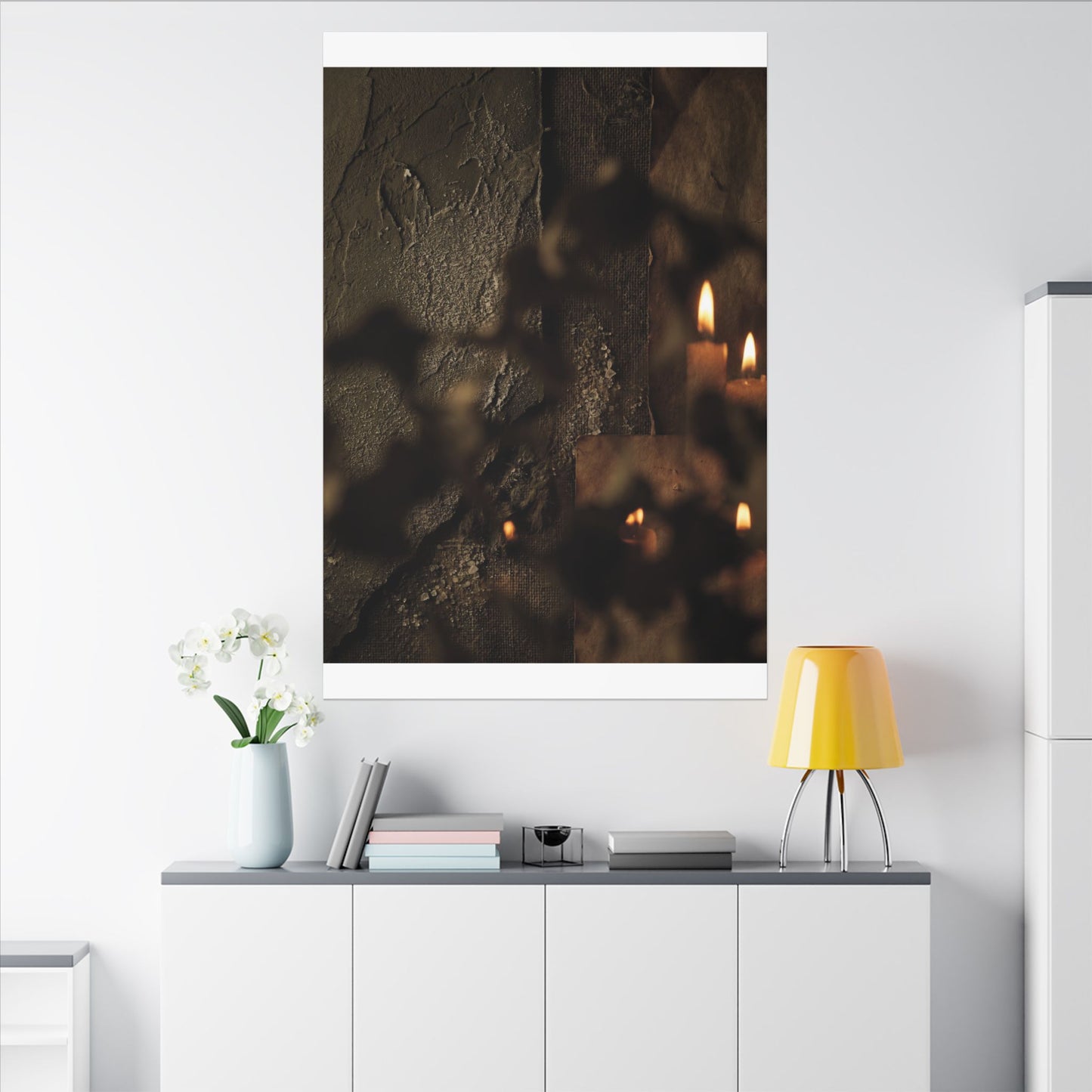 Shadow Play Dark Texture Canvas Art | Moody Dark Japandi Art