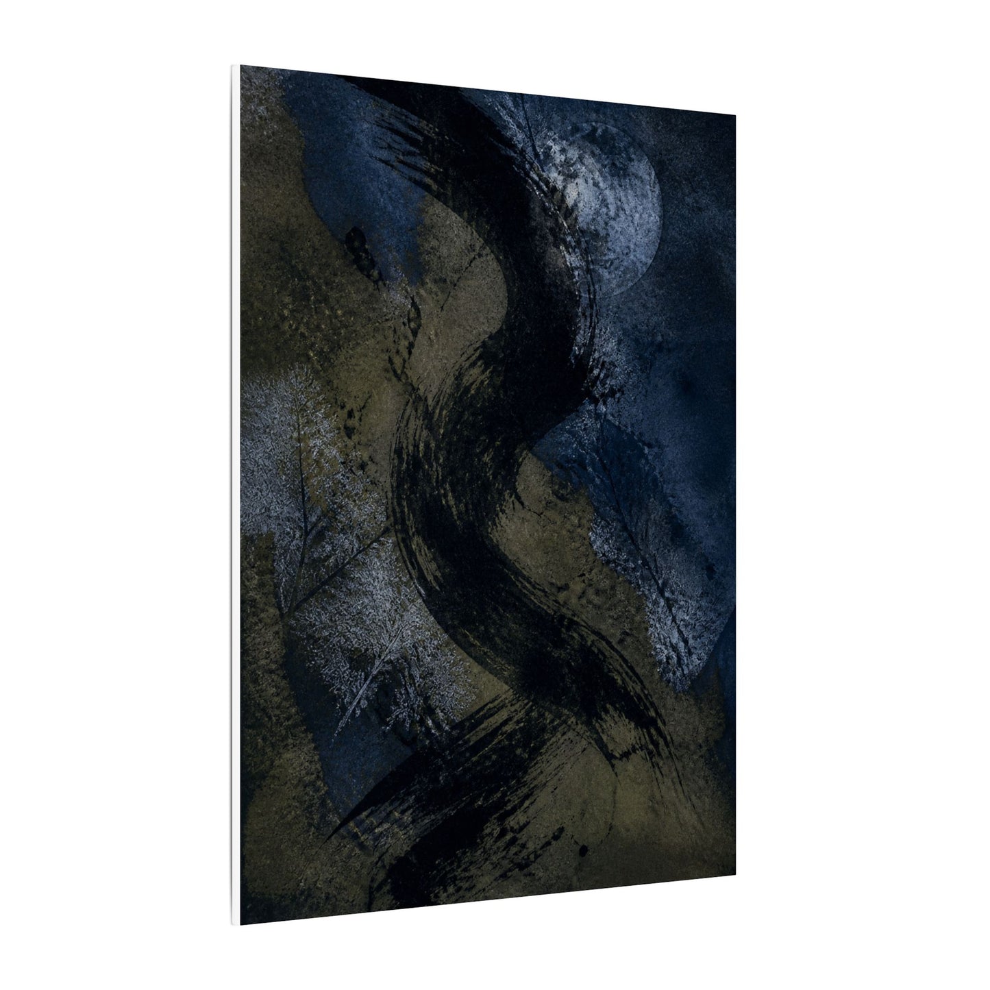 Shibui Ink Brushstroke Canvas Art - Dark Japandi Dark Texture