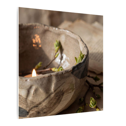 Candlelight Ceramic Bowl Canvas Art - Japandi Ma