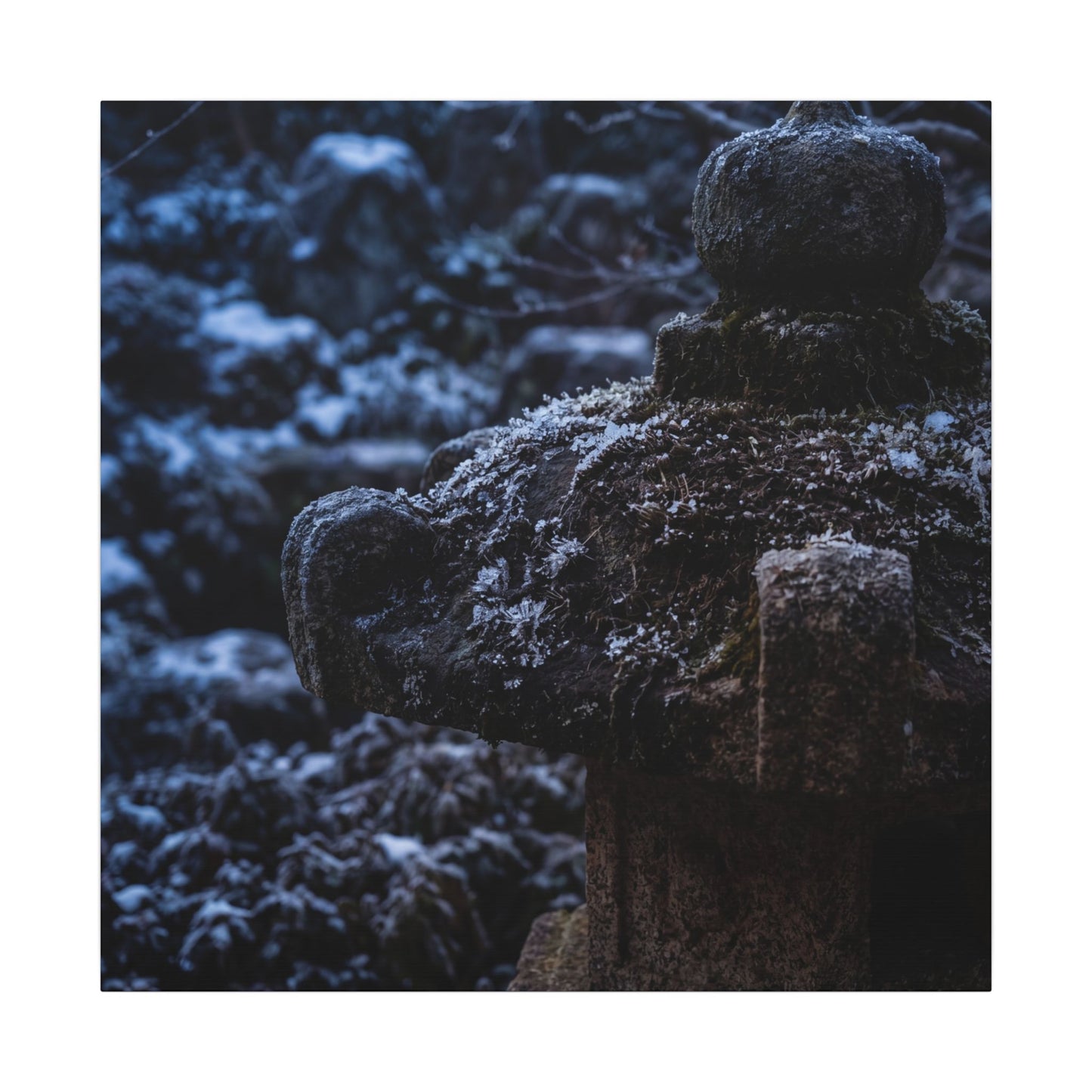 Moody Stone Lantern Canvas Art - Shadow Zen Dark Japandi