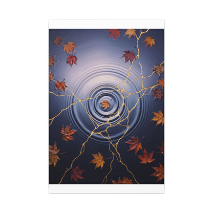 Kintsugi Water Ripple in Dawn | Gold Vein Canvas Art