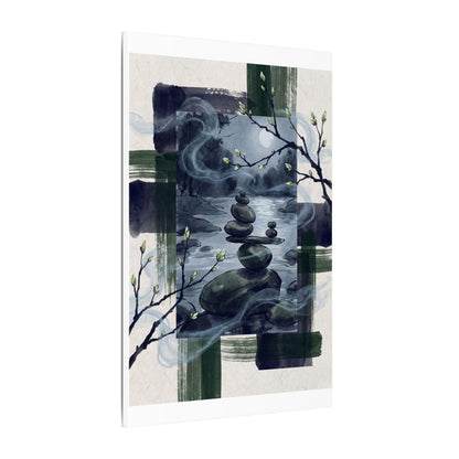 Moonlight River Stones Canvas Art - Zen Shibui