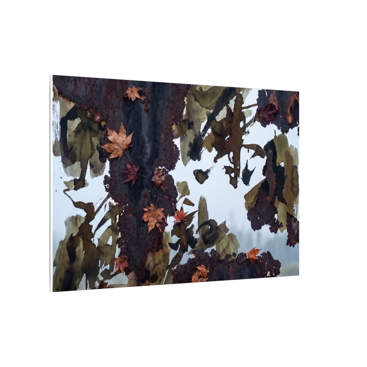 Rust Patina Charcoal Ink Canvas Art | Sophisticated Dark Japandi Art