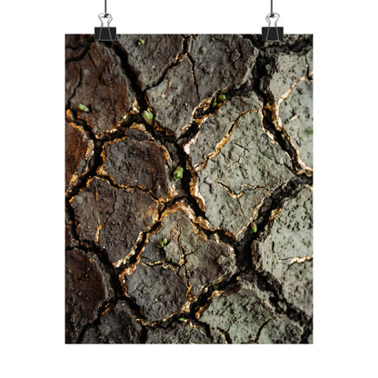 Cracked Earth Japanese Pattern Wall Art Print | Elegant Japandi Art