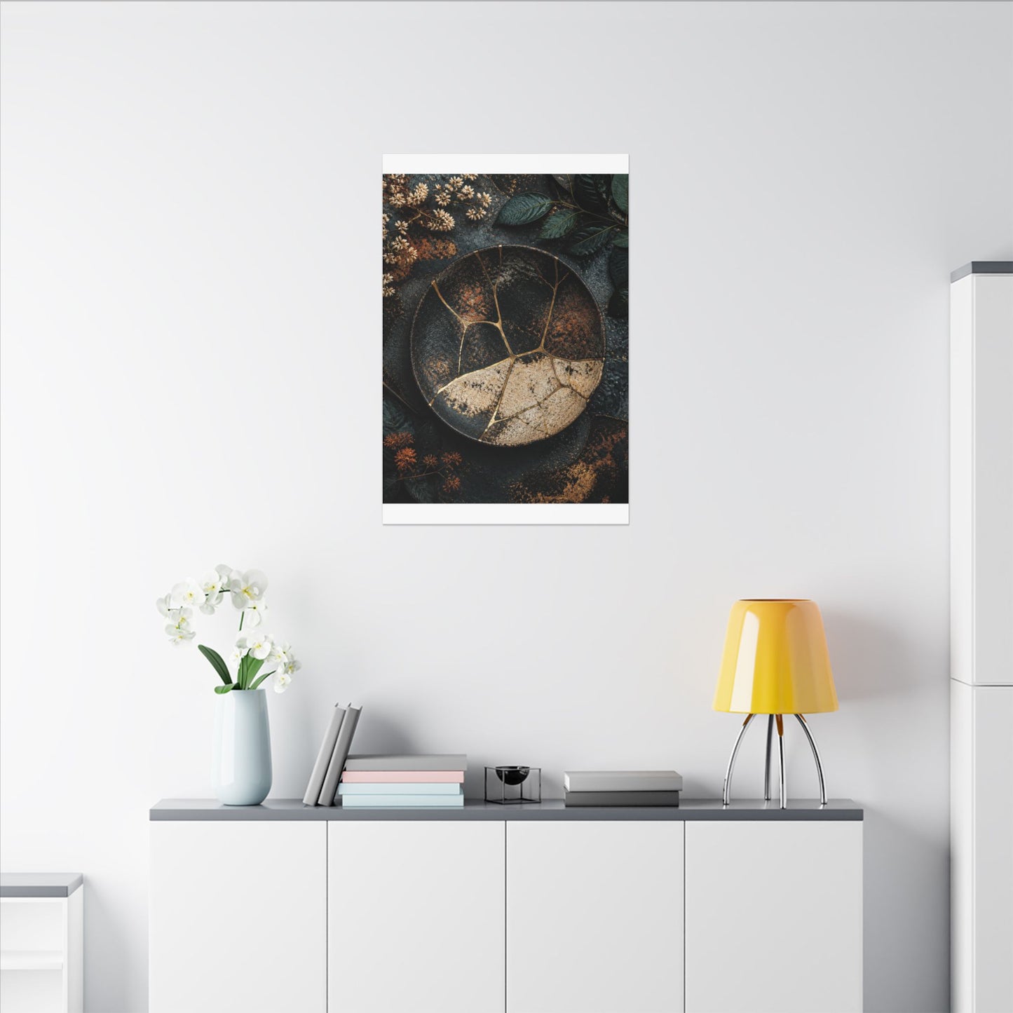 Kintsugi Rust Patina in Dawn | Gold Repair Canvas Art