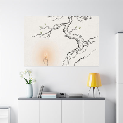 Candlelight Pine Tree Canvas Art - Japandi Shibui