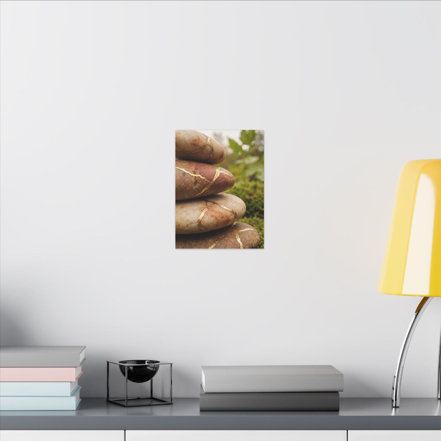 River Stones Summer Canvas Art | Kintsugi Healing Design