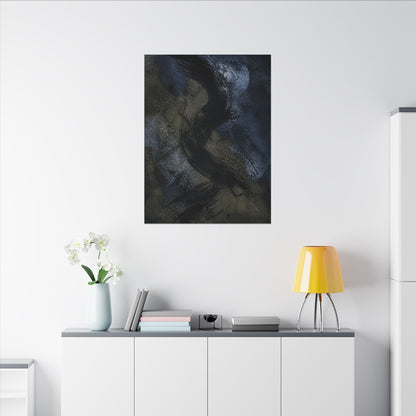 Shibui Ink Brushstroke Canvas Art - Dark Japandi Dark Texture
