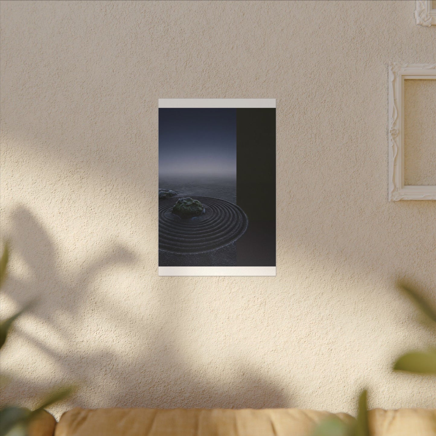 Ma Rock Garden Canvas Art - Dark Japandi Moody Minimal
