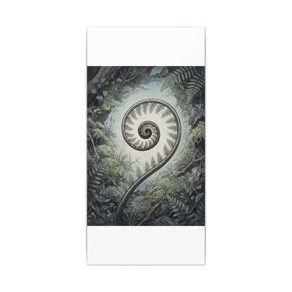 Zen Fern Unfurling in Dawn | Ukiyo E Inspired Canvas Art
