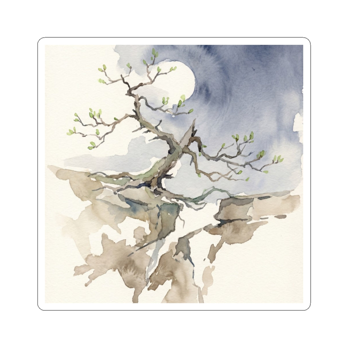 Pine Tree Sticker | Spring Japandi Watercolor Art