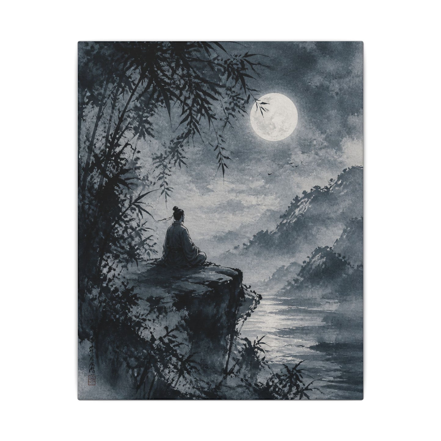 Ink Brushstroke Sumi E Canvas Art | Serene Zen Art