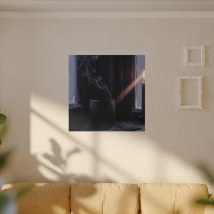 Incense Smoke Winter Canvas Art | Dark Japandi Sophisticated Design