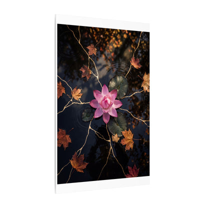 Ma Lotus Flower Canvas Art - Kintsugi Gold Vein
