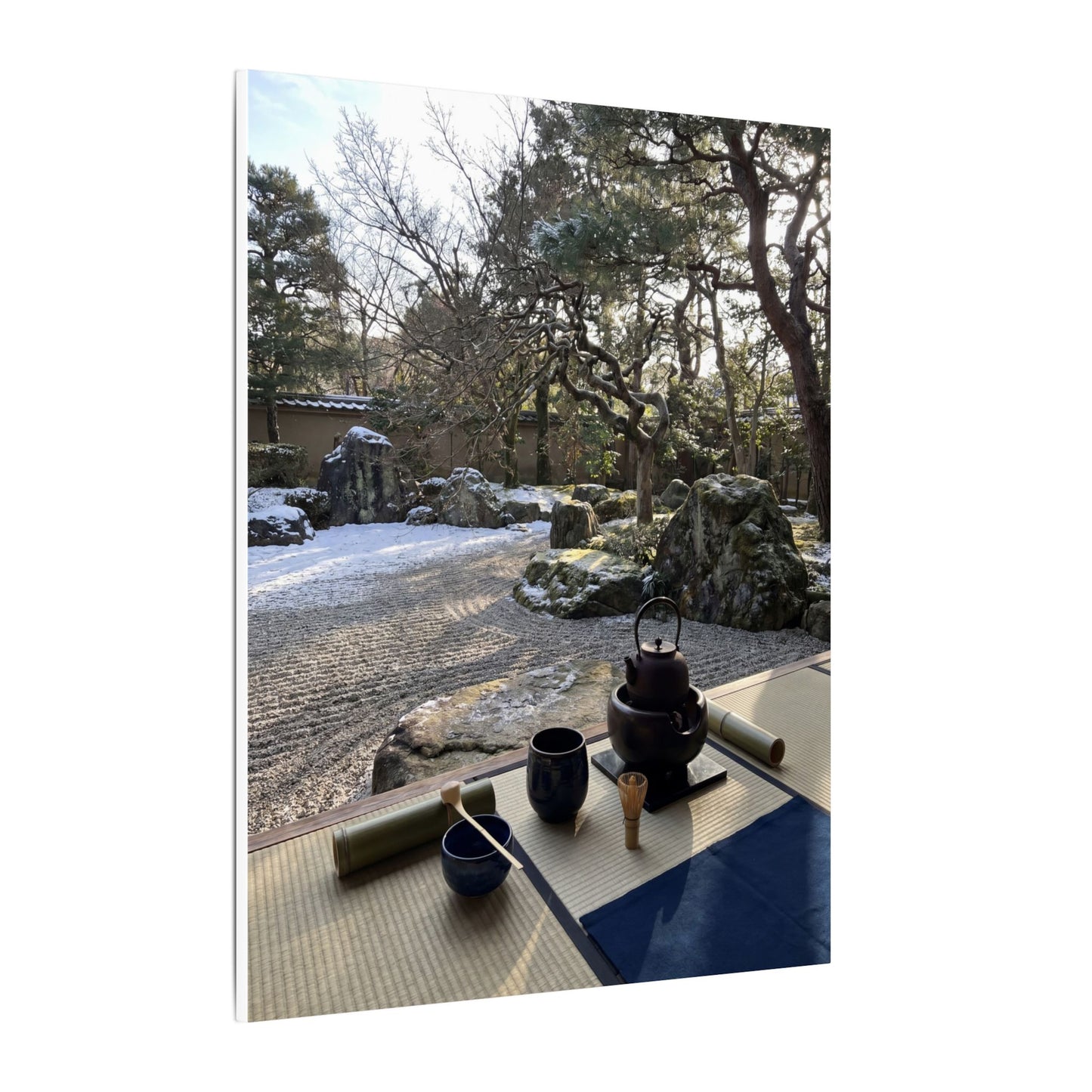 Winter Tea Ceremony Karesansui Canvas Art | Serene Decor