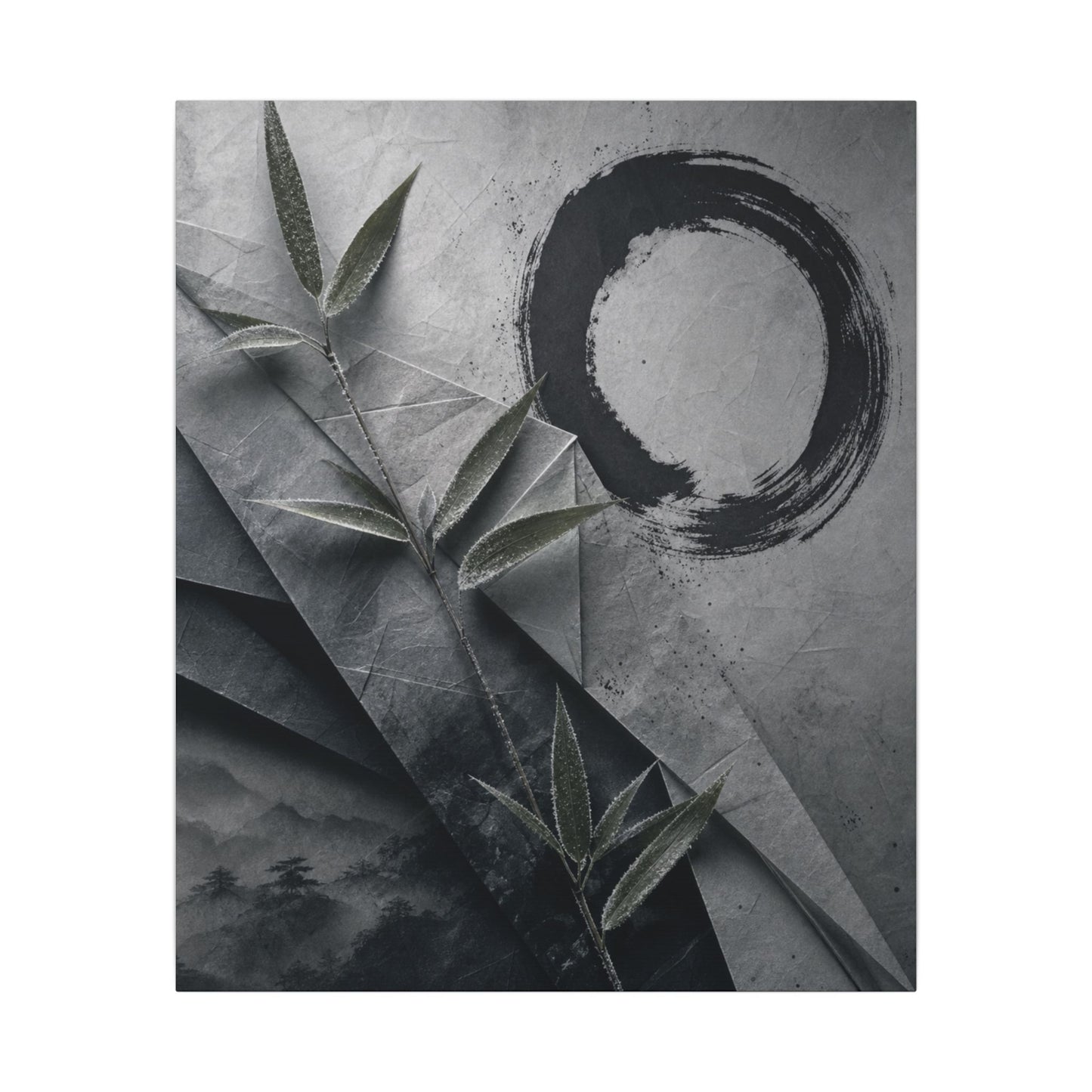 Winter Paper Fold Enso Canvas Art | Serene Decor