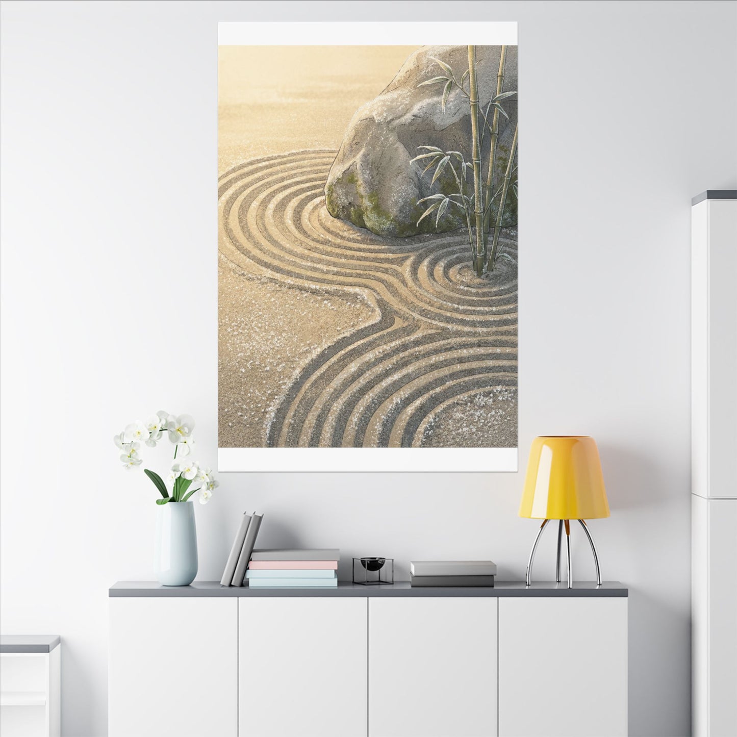 Rock Garden Winter Canvas Art | Zen Peaceful Design