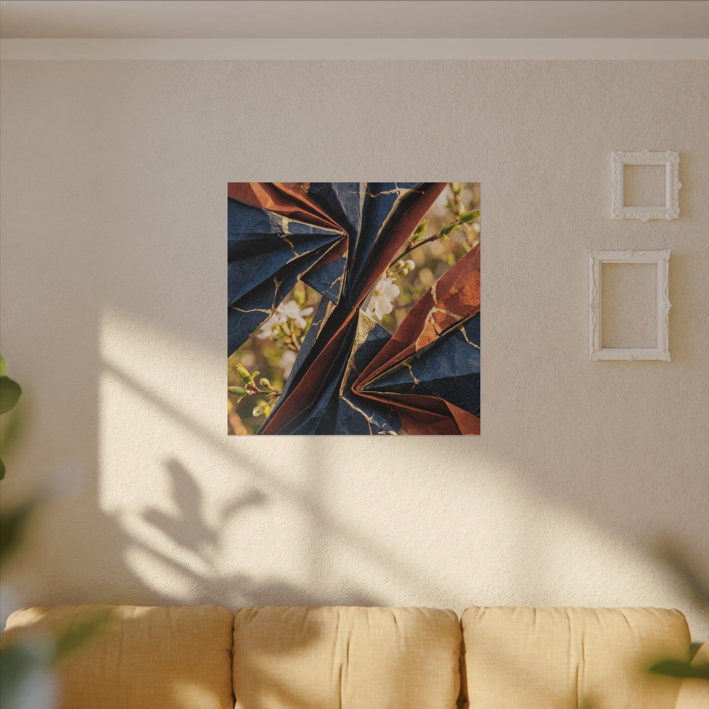 Kintsugi Paper Fold in Golden Hour | Crackle Gold Canvas Art