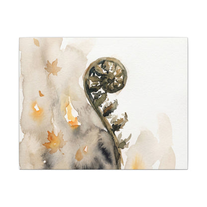 Fern Unfurling Watercolor Canvas Art | Earthy Japandi Art Art Print