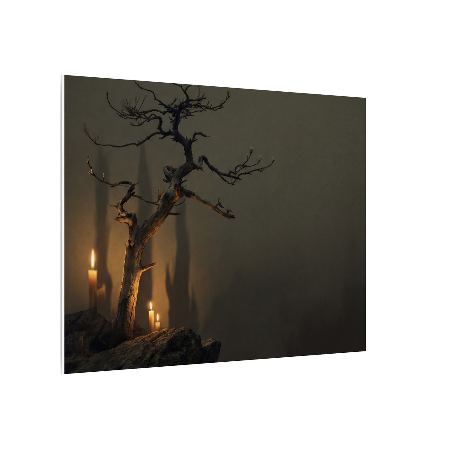 Ma Pine Tree Canvas Art - Dark Japandi Shadow Zen