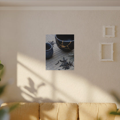 Kintsugi Tea Ceremony in Overcast | Gold Vein Canvas Art