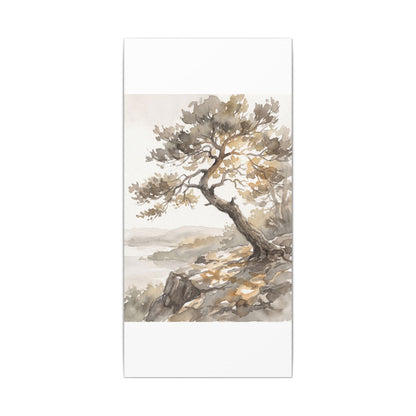 Pine Tree Watercolor Canvas Art | Elegant Japandi Art