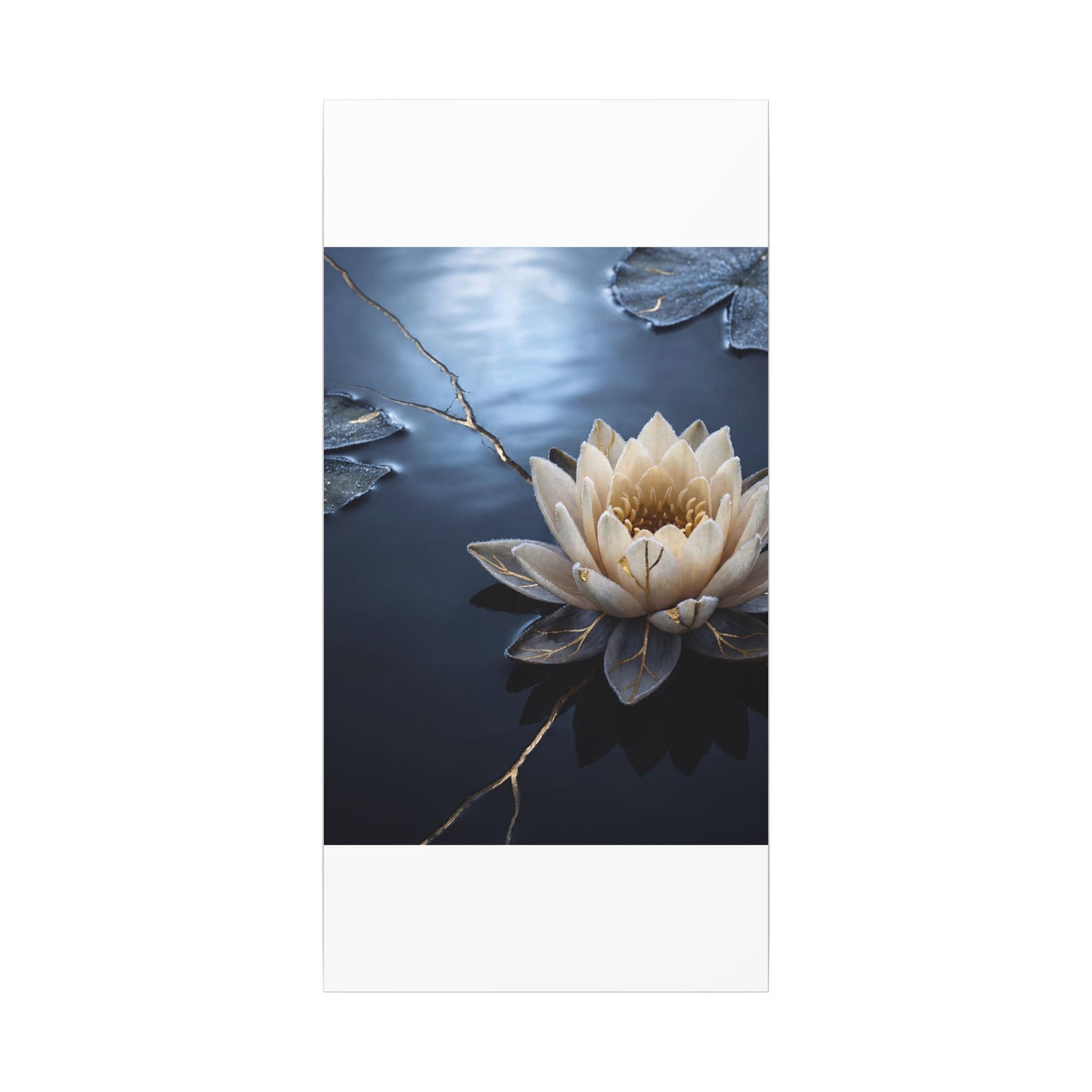Beautiful Lotus Flower Canvas Art - Gold Vein Kintsugi
