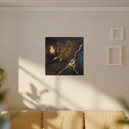 Kintsugi Rust Patina in Candlelight | Gold Repair Canvas Art