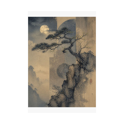 Ma Pine Tree Wall Art Print - Japandi Japanese Pattern