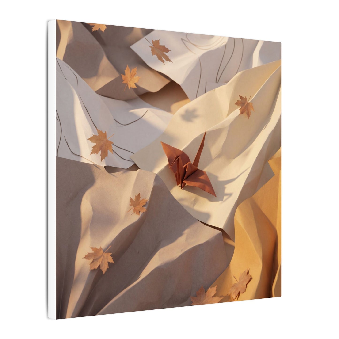 Autumn Paper Fold Minimal Line Canvas Art | Cozy Decor