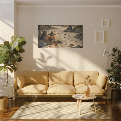 Rock Garden Autumn Canvas Art | Zen Serene Design