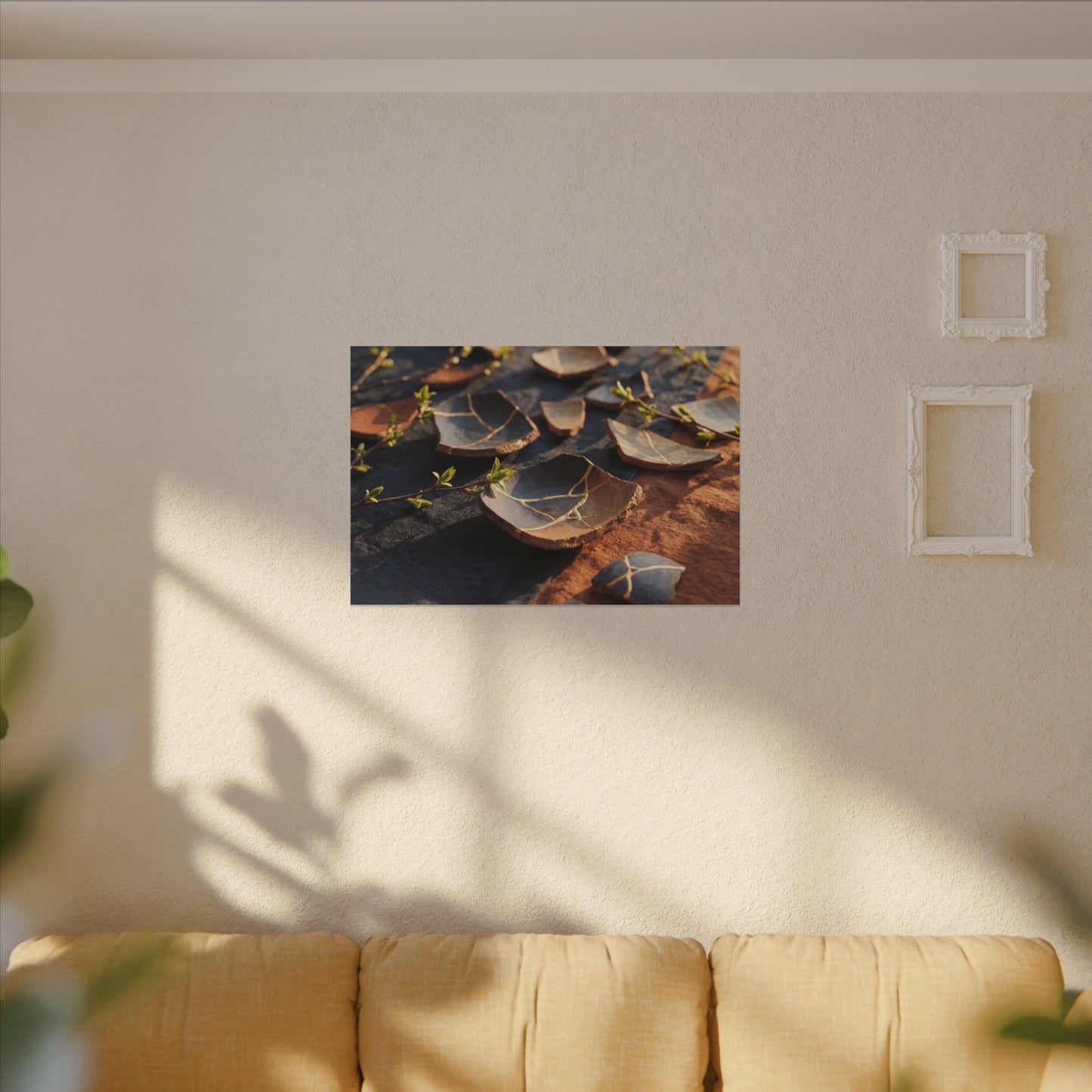 Spring Broken Pottery Gold Vein Canvas Art | Philosophical Decor
