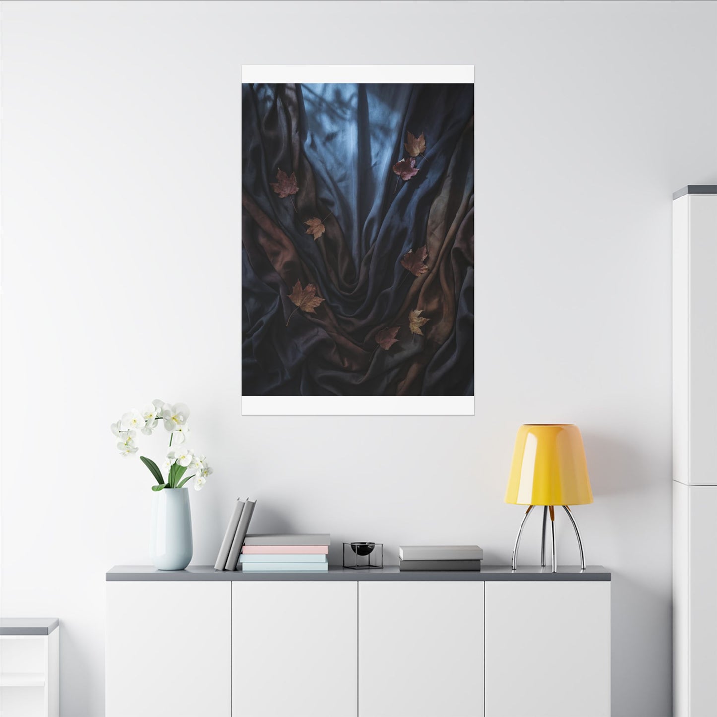Silk Drape Canvas Art | Autumn Dark Japandi Moody Minimal Art