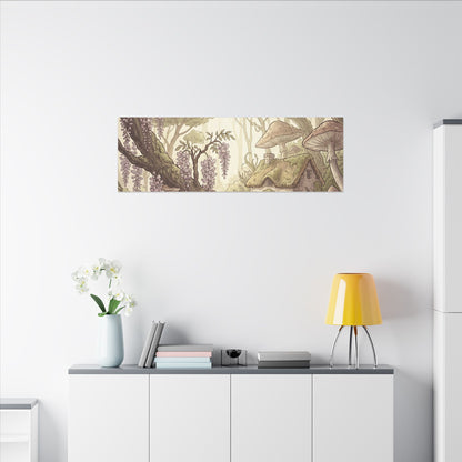 Summer Wisteria Mushroom Illustration Canvas Art | Enchanting Decor