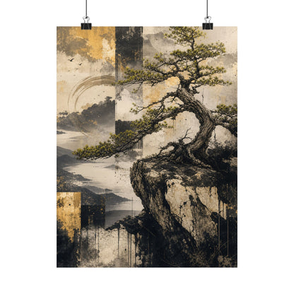 Pine Tree Japanese Pattern Wall Art Print | Cozy Japandi Art
