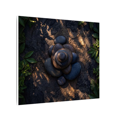 Ma River Stones Canvas Art - Dark Japandi Dark Texture