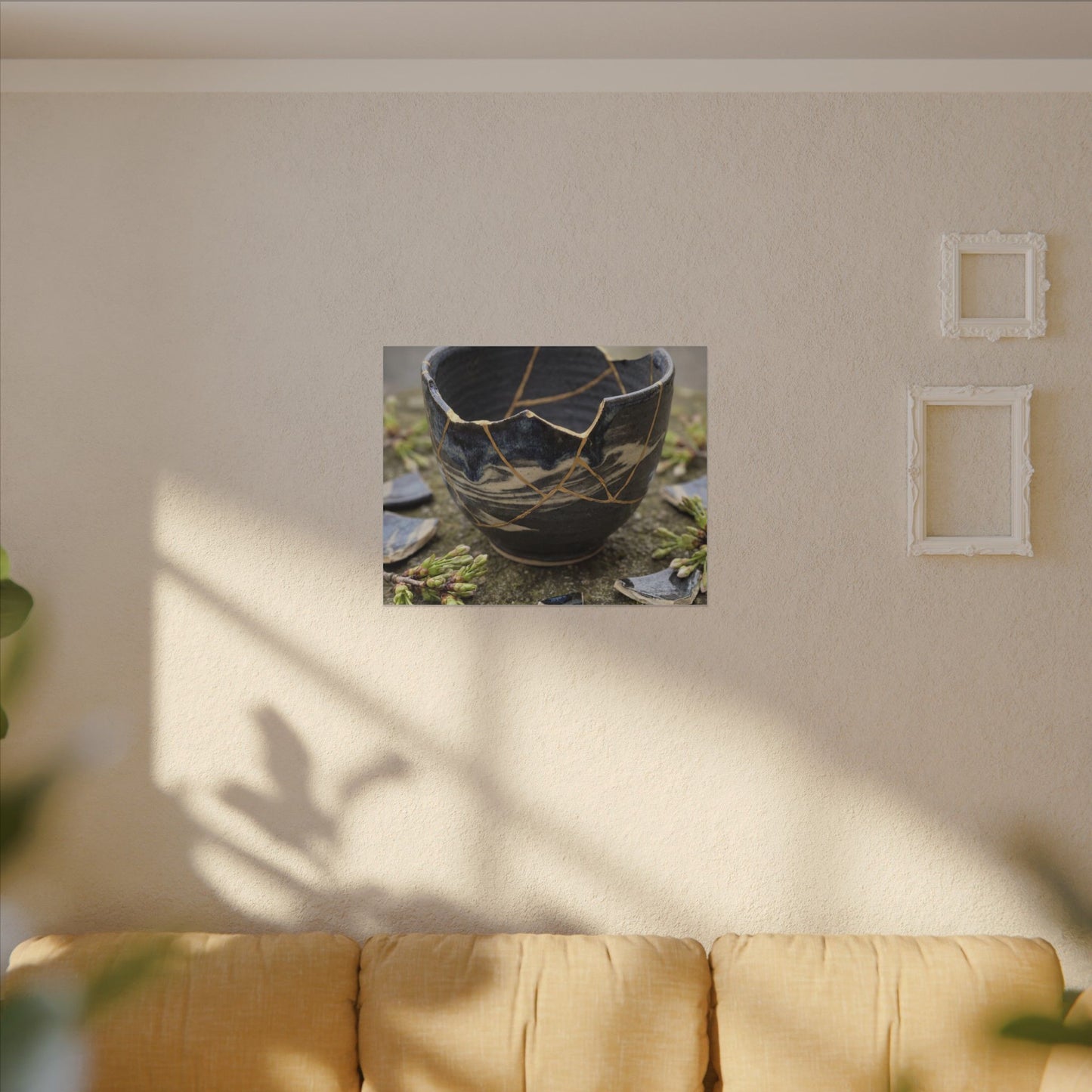 Datsuzoku Ceramic Bowl Canvas Art - Kintsugi Gold Repair