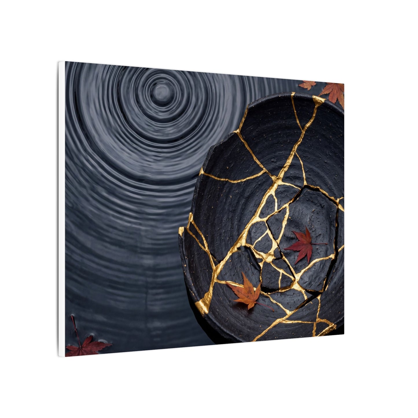 Philosophical Water Ripple Canvas Art - Gold Repair Kintsugi